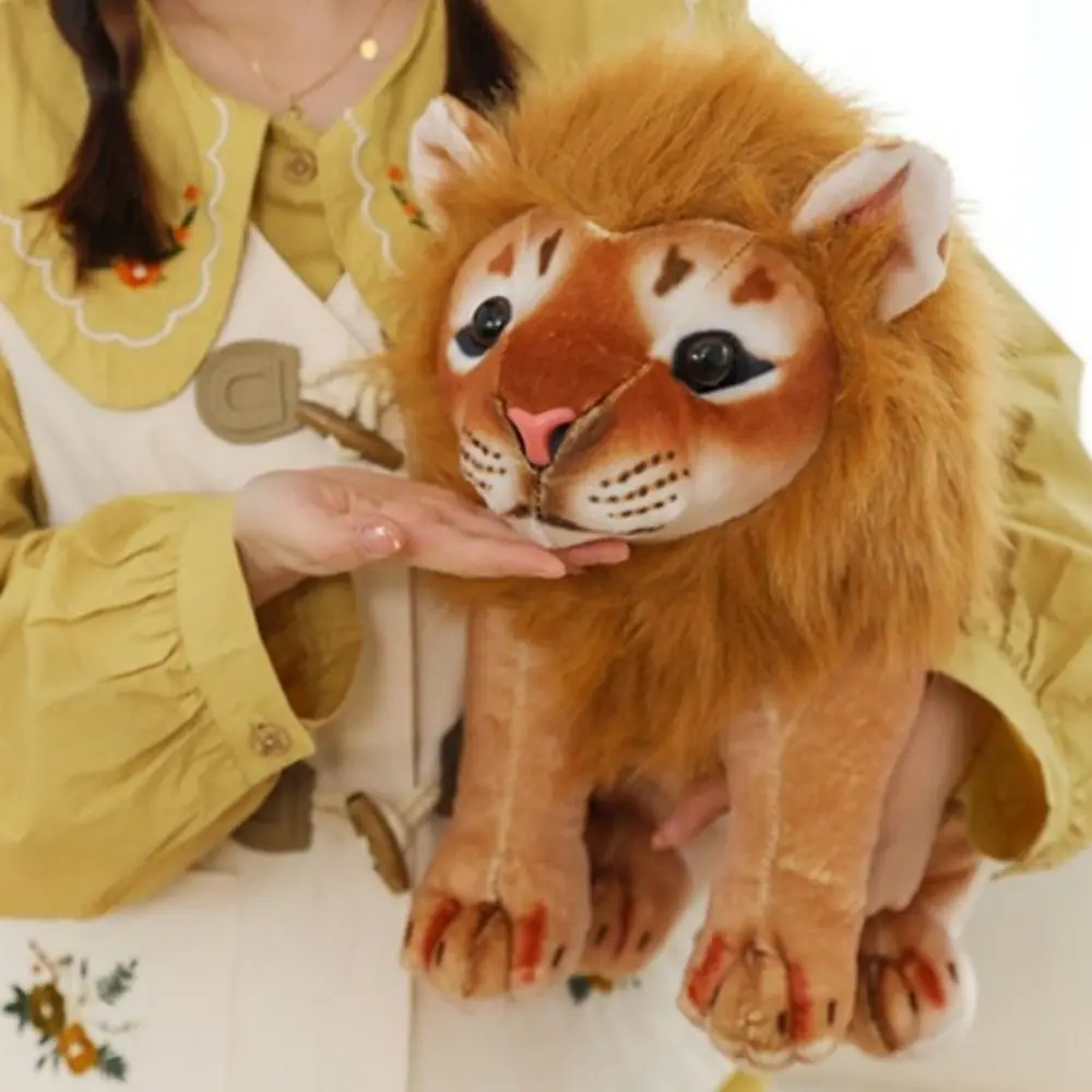 León de simulación de melena larga, juguetes de peluche, muñeco de peluche, Animal del bosque, muñecos de peluche de León masculino realista, León suave