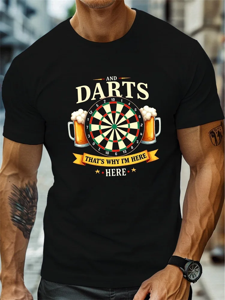 

Fashion Beer Dart Graphic Men's T-shirt Harajuku Street Custom Name Sport O-Neck Short Sleeve Top Summer Fashion Novel Darts Tee