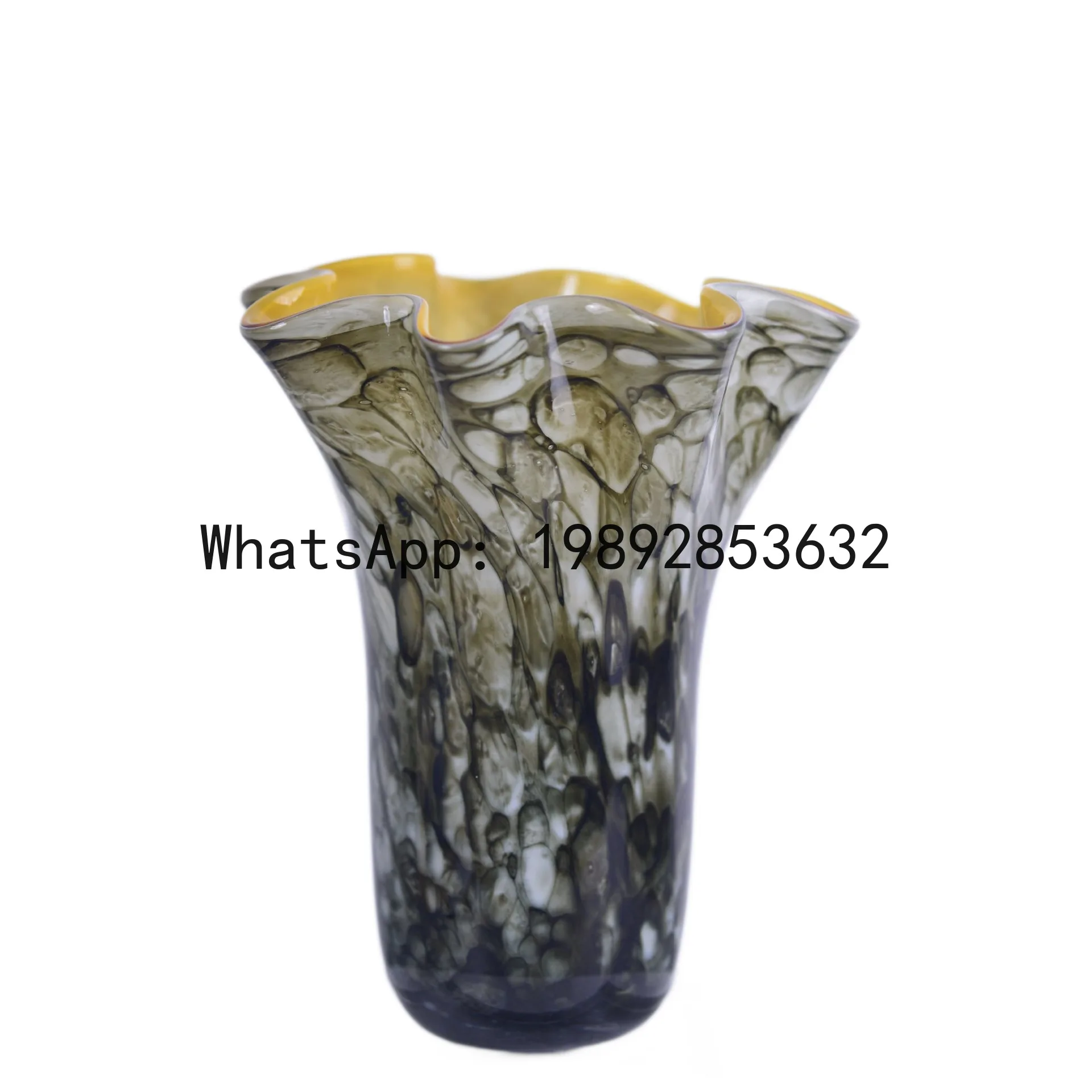 

PYJ medieval glazed gradual change round mushroom high foot vase flowers retro light luxury soft ornament