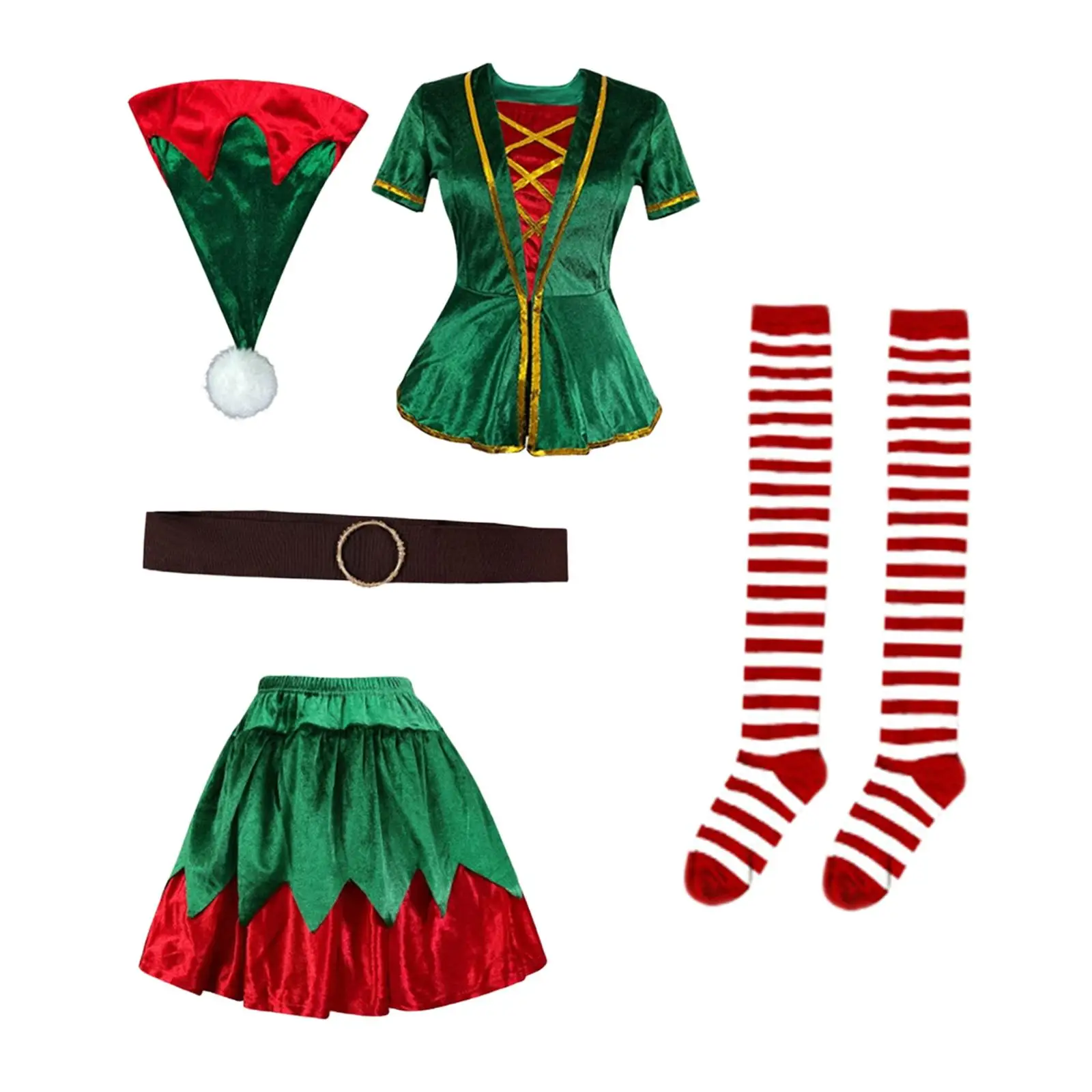 

Рождественский наряд эльфа для взрослых, удобный портативный топ, костюм помощника Санта-Клауса с поясом для выступления на сцене, Рождество, Хэллоуин, вечеринка