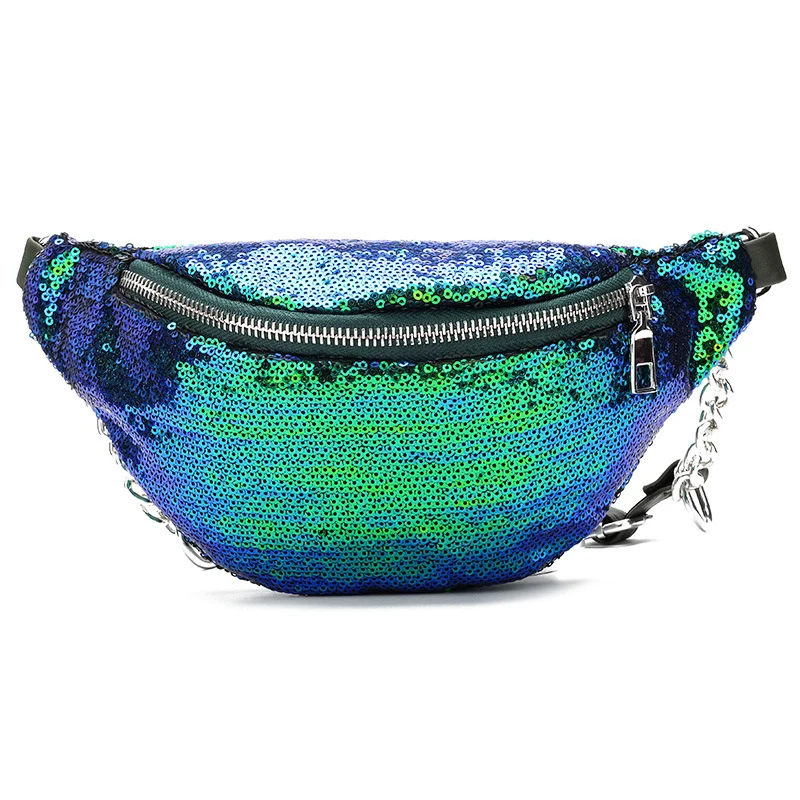 Women Sequin Fanny Pack Fashion Female Waist Bag 2023 New Chest Pouch Shoulder Bag Glitter Bum Belts Bags Waist Packs