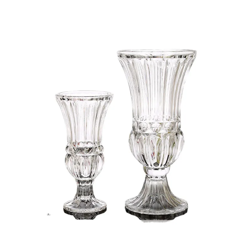 CX Vintage Athena Tall Glass Vase Glass Transparent Vase Lily Flower Arranger