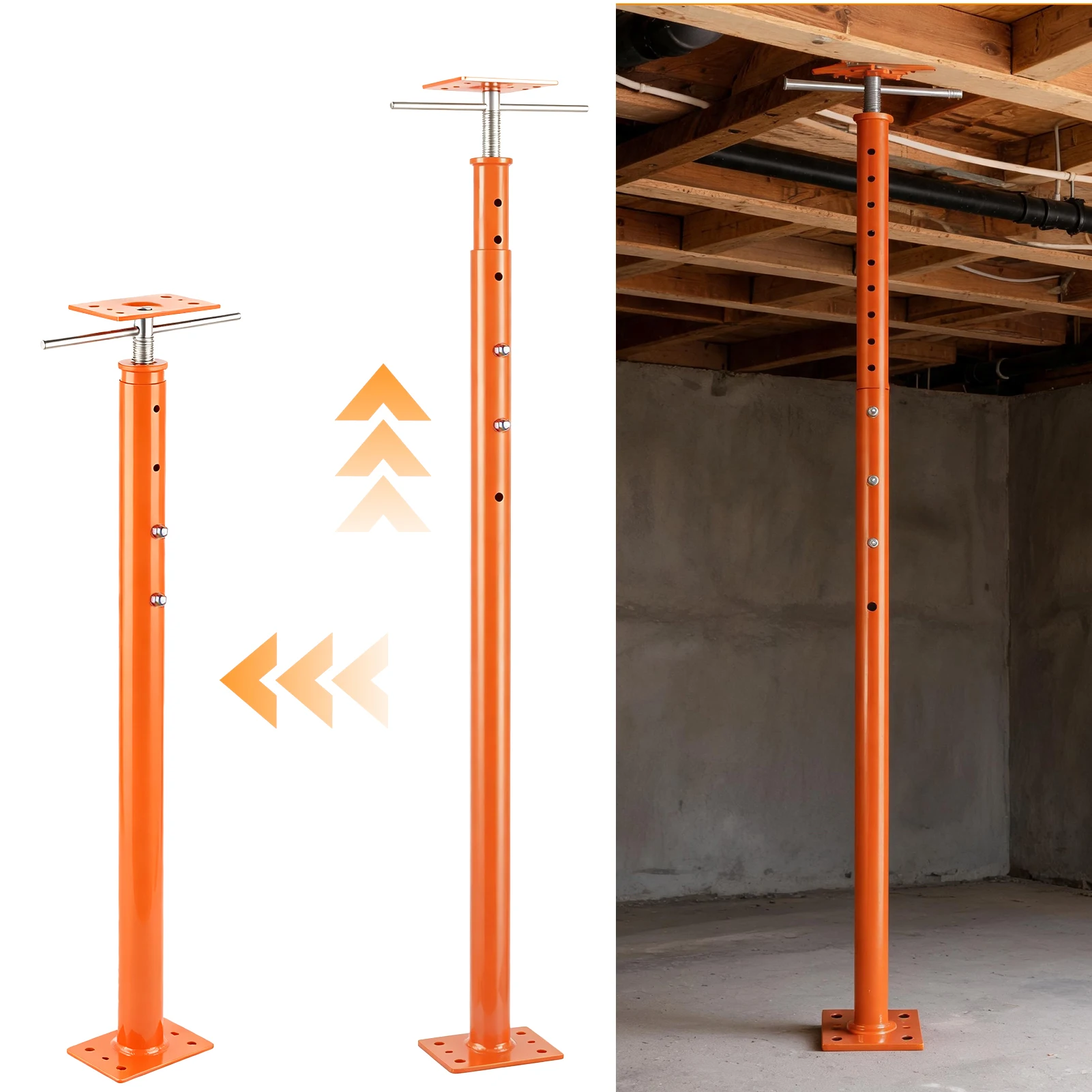47-93 Inch Adjustable Basement Jack Post Pole 18000 Lbs Max Load Capacity House Floor Jacks Ladder & Scaffolding Parts