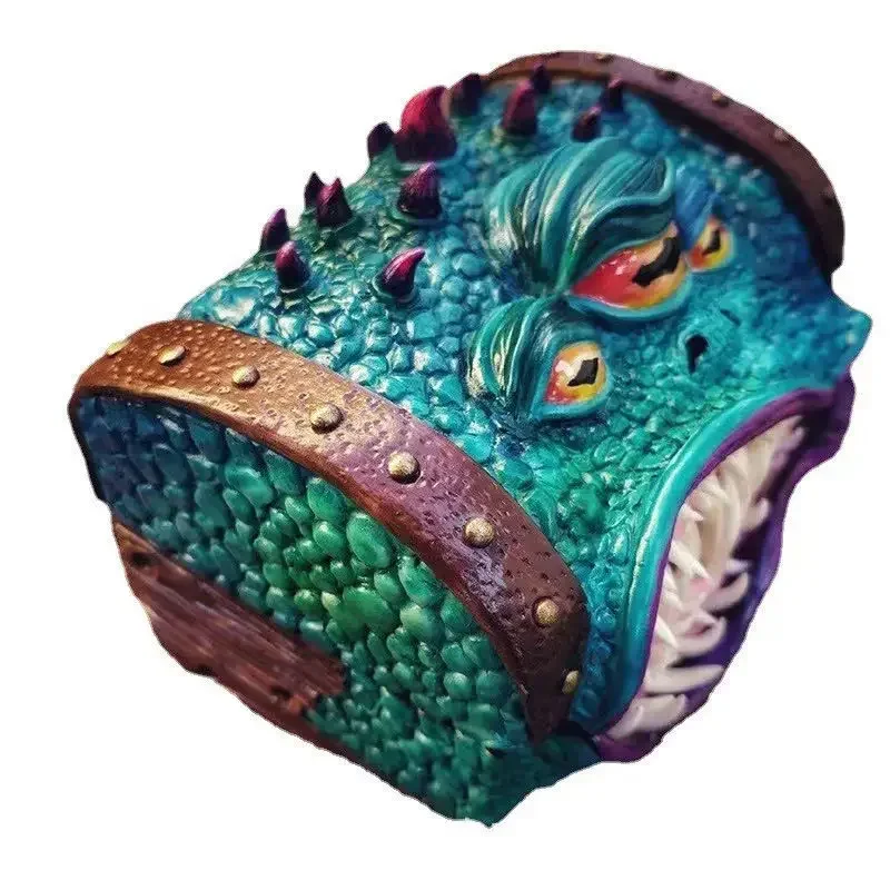 

Simulation Big Mouth Monster Box Resin Home Storage Box with Fangs and Three Eyes Waterproof Chest Table Games Home Decoration