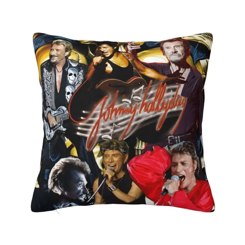 French Rock Legend Johnny Hallyday Cushion Cover 45*45 cm Velvet Throw Pillow Case Bedroom Decoration Bedding Sofa Pillowcase