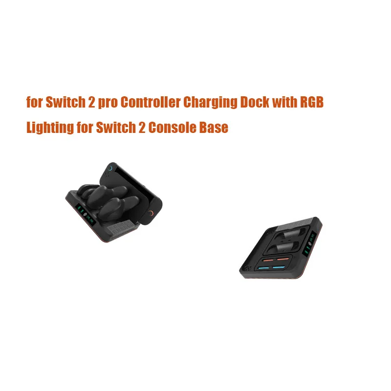 For Switch 2 pro Controller Charging Dock with RGB Lighting for Switch 2 Console Base