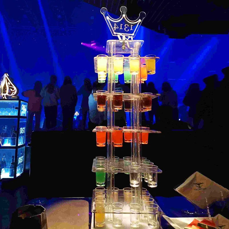 Bar LuminousChampagne One Piece Bullet Spirits Glass Colorful Acrylic Skyscraper Cup Holder