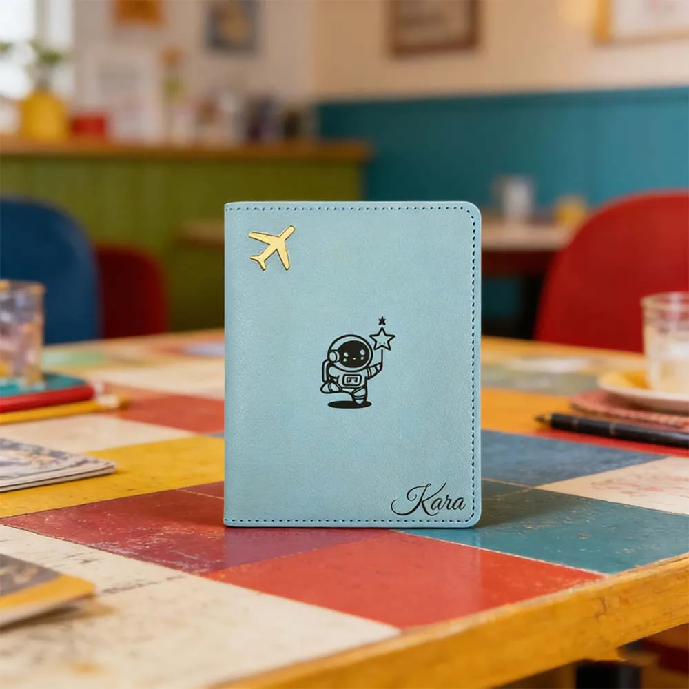 

1pc Personalized Name Passport Cover Going Away Gift Leather Passport Wallet with Card Slot Custom Design