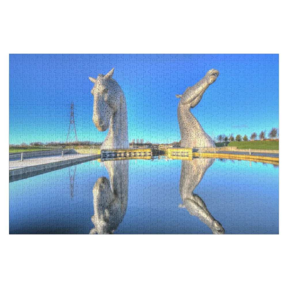the Kelpies , Helix Park , the Kelpies are the largest equine sculptures in world Jigsaw Puzzle Wood Adults Puzzle