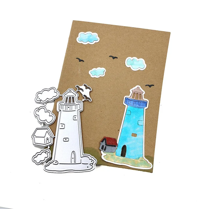 

Lighthouse House Seagull Metal Cutting Dies for DIY Scrapbooking and Card Making Decor Embossing Craft Die Cut