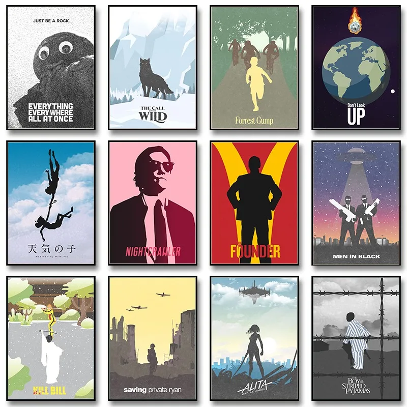 Minimalist Movies and TV Leon Forrest Gump Kill Bill Posters Prints Canvas Printing Wall Art Picture for Living Room Home Decor