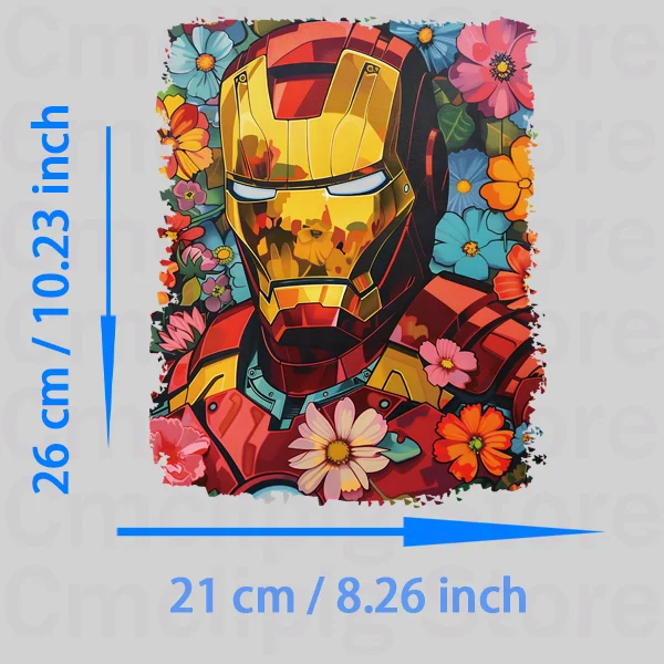 Marvel Iron Man self-adhesive stripes appliques DIY patches for children Clothing stickers iron on transfer