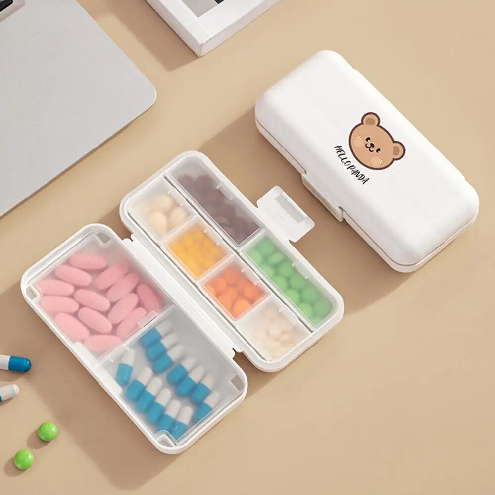 Cute Plastic Pill Organizer Double Layer Moistureproof Pill Storage Box Sealed Health Care Medicine Box