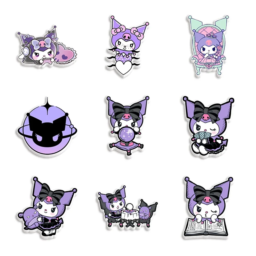 9pcs/set Mini Sanrio Charactors Halloween Horror Planar Resin Designs Crafts Hello Kitty My Melody Mixed Resin Sets