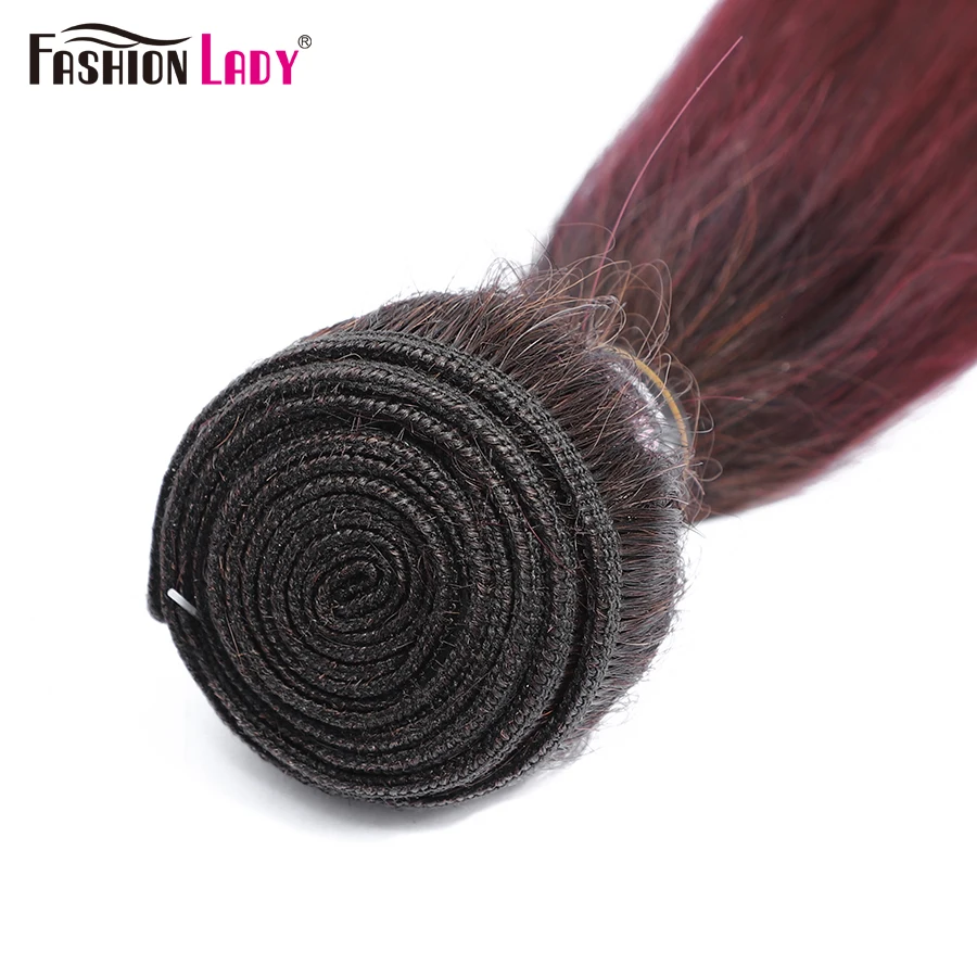 Fashion Lady-extensiones de cabello brasileño precoloreado para mujer, mechones de cabello humano ombré, recto, T1B/99J, 1 pieza, no remy