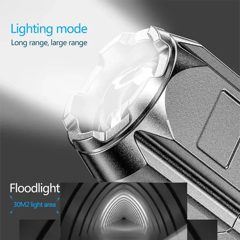 Mini LED Portable Flashlight USB Rechargeable Zoomable Torch with Built-in Battery Outdoor Fishing Hunting Powerful Lantern