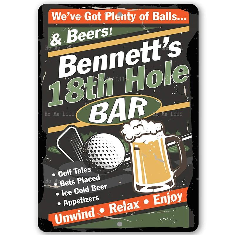 18th Hole Golf Bar Metal Sign Vintage Home Bar Man Cave And Country Club Decor Beer Sign Gifts For Golf Coaches Players