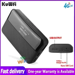 KuWFi Mobiele 4G LTE Router 300 mbps Mini Draadloze Router Draagbare Outdoor Wifi Hotspot Met Sim-kaartsleuf 6000 mAh Power Bank