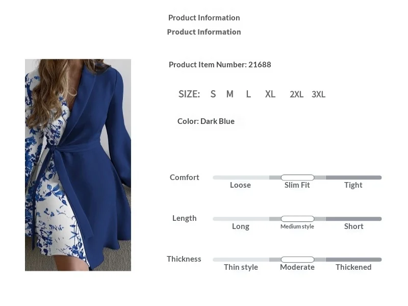 2026 Herbst Winter Mode Damen Elegantes Farbblock-Einteiler-Kleid mit Gürtel – Detail 1