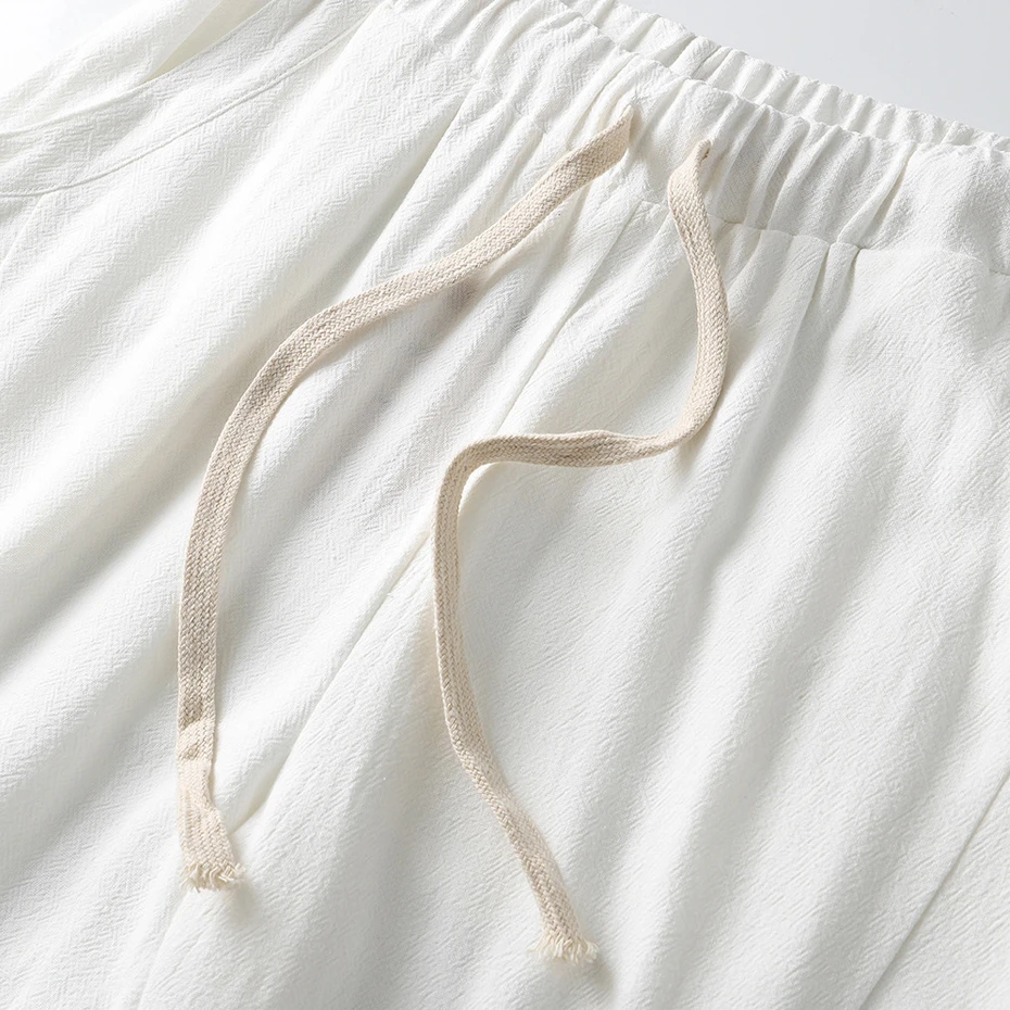 Solid Color Linen Pants Men 9XL Plus Size Pants Fashion Casual Pencil Pants Male Linen Trousers Big Size 9XL