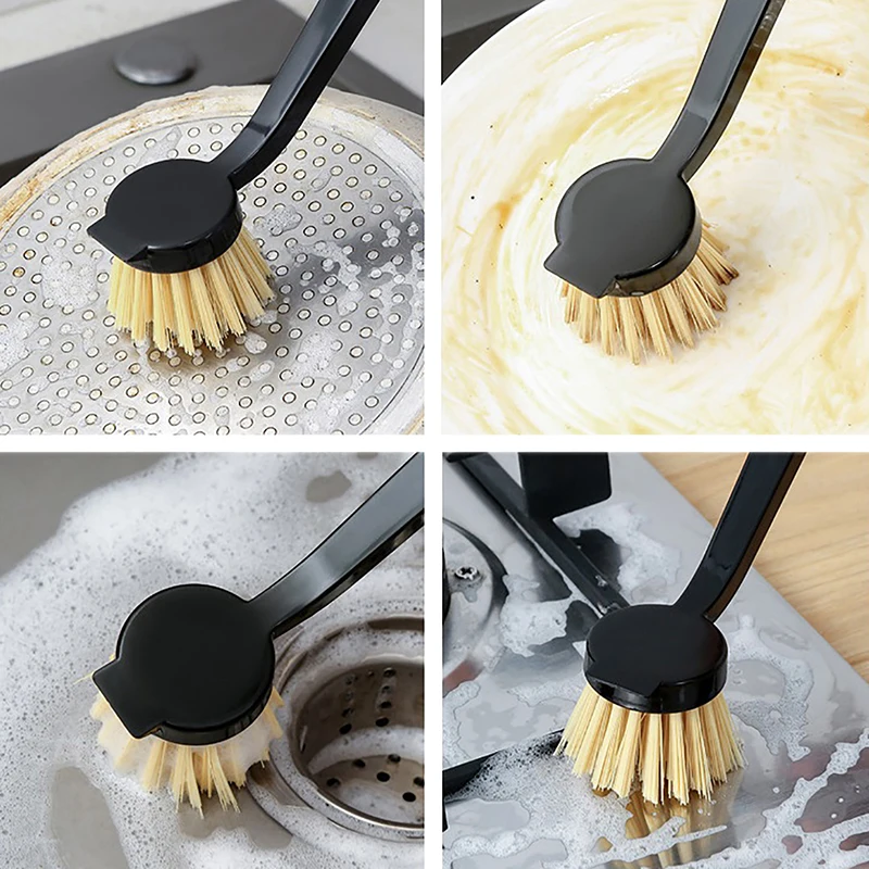 1 Pcs Pot Brush Dishwashing Brush Oil Free Long Handle Pots Brush Cleaning Dishwashing Brush Kitchen Brush Kitchen Cleaning Pan