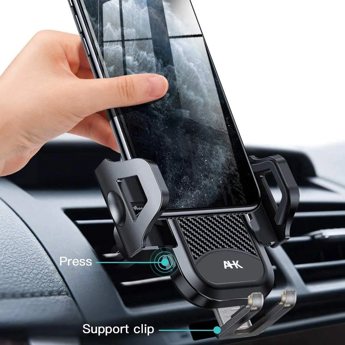 Car Phone Mount, 360° Rotation Mobile Phone Holders for Car Air Vent with Air Outlet Clip, Car Cradles