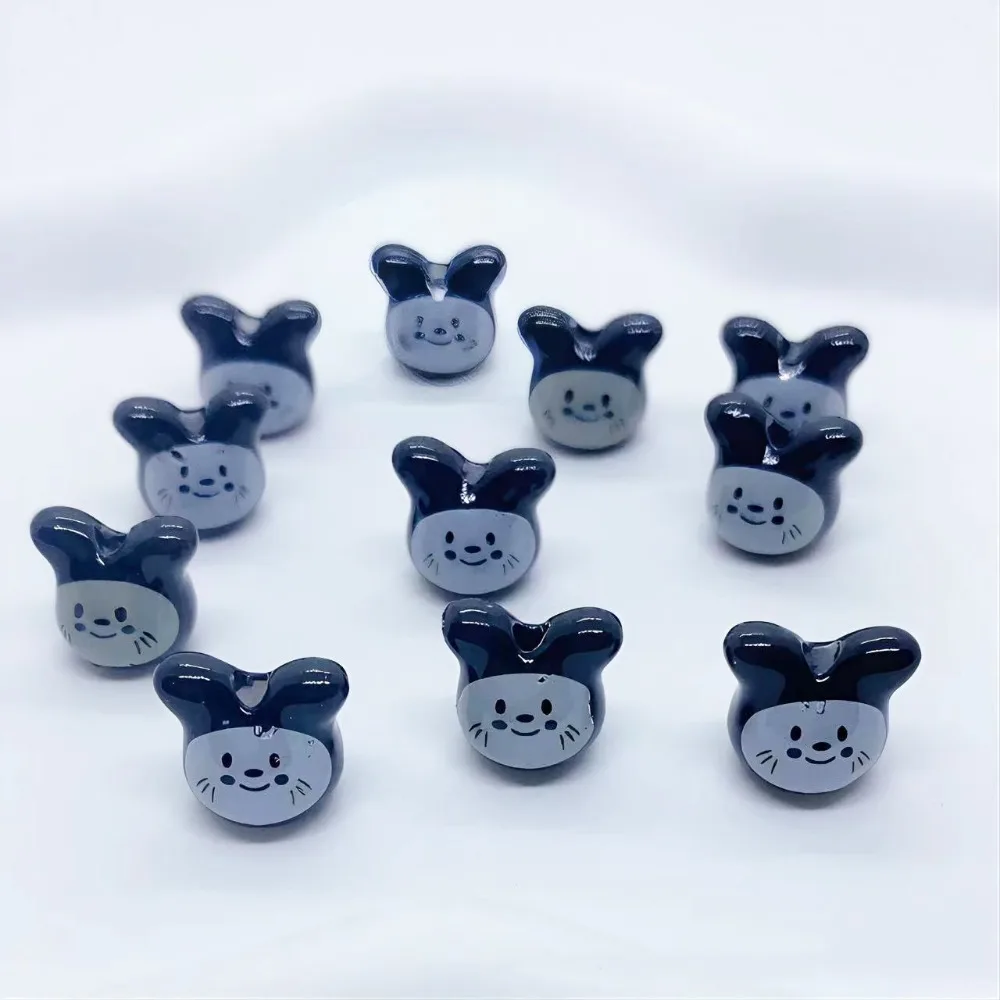 10Pcs Ceramic Colorful Chinchillas Ceramic Beads Animal Rabbit Cute Rabbit Ceramic Beads Colorful Beads