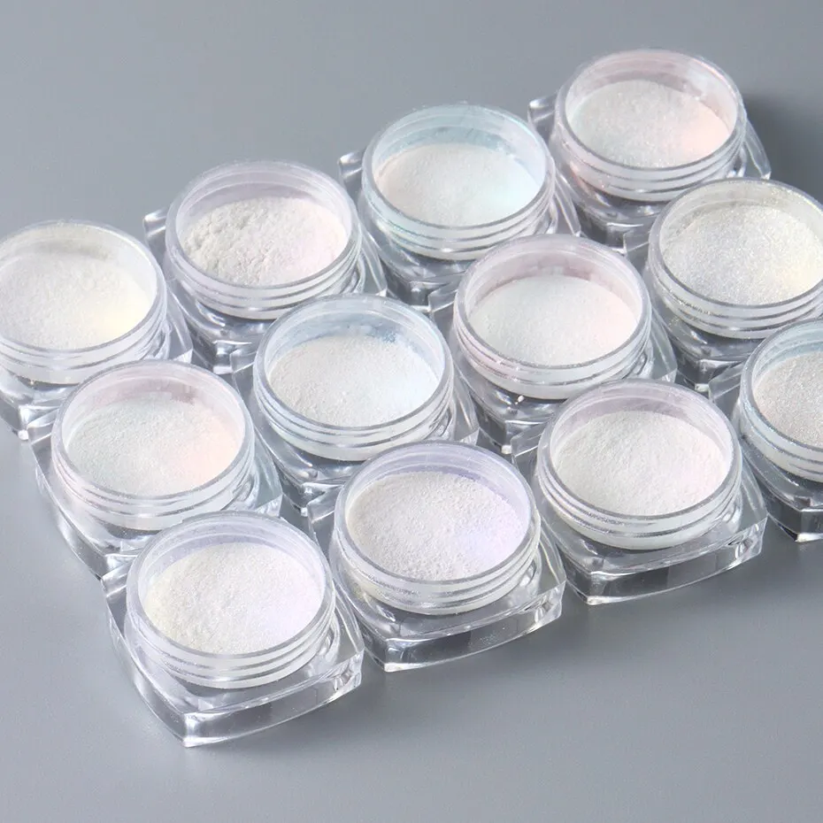 12pcs Aurora Neon Shimmer Glitter Ice Muscle Nail Pigment Powder Fine Chrome Rubbing Dust Mirror Polish Decorations