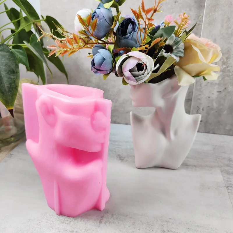 

DIY Silicone Mold for Human-Shaped & Geometric Vases - European Style Home Decor Ornaments, Pen Holders for Cement Plaster Resin