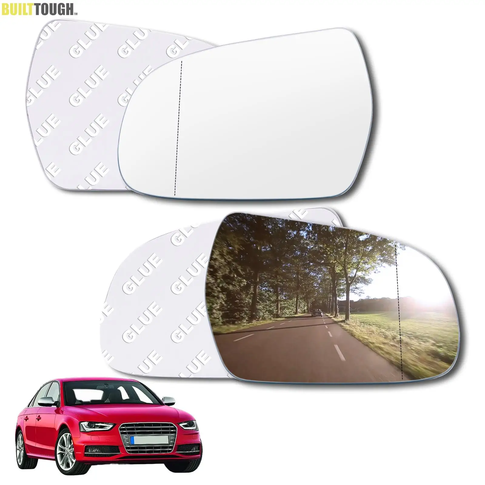 For Audi A3 S3 8P A4 S4 B8 11-16 A5 S5 Quattro Side Wing Mirror Glass Stick On Without Heating Plate Convex Rear View Rearview