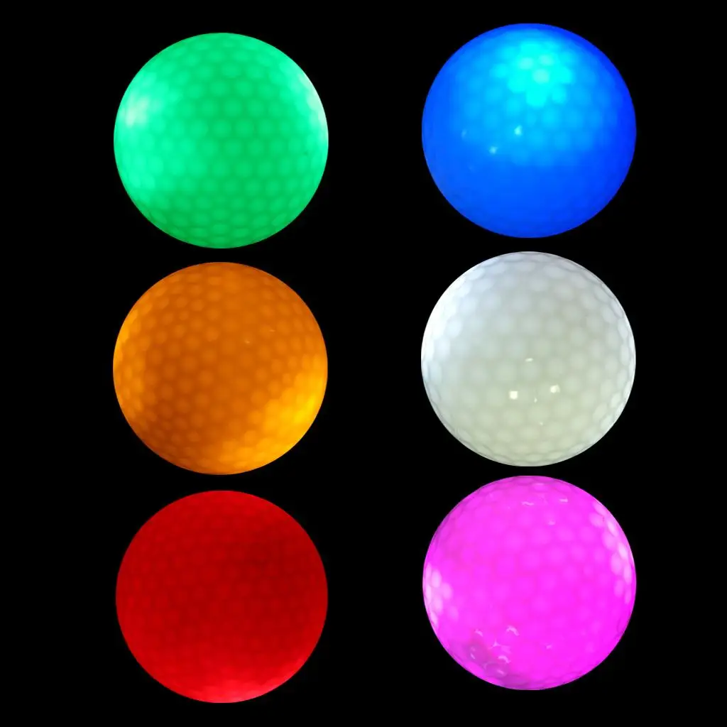 6pcs LED Golf Balls Luminous Training Balls Official Size 42.6mm