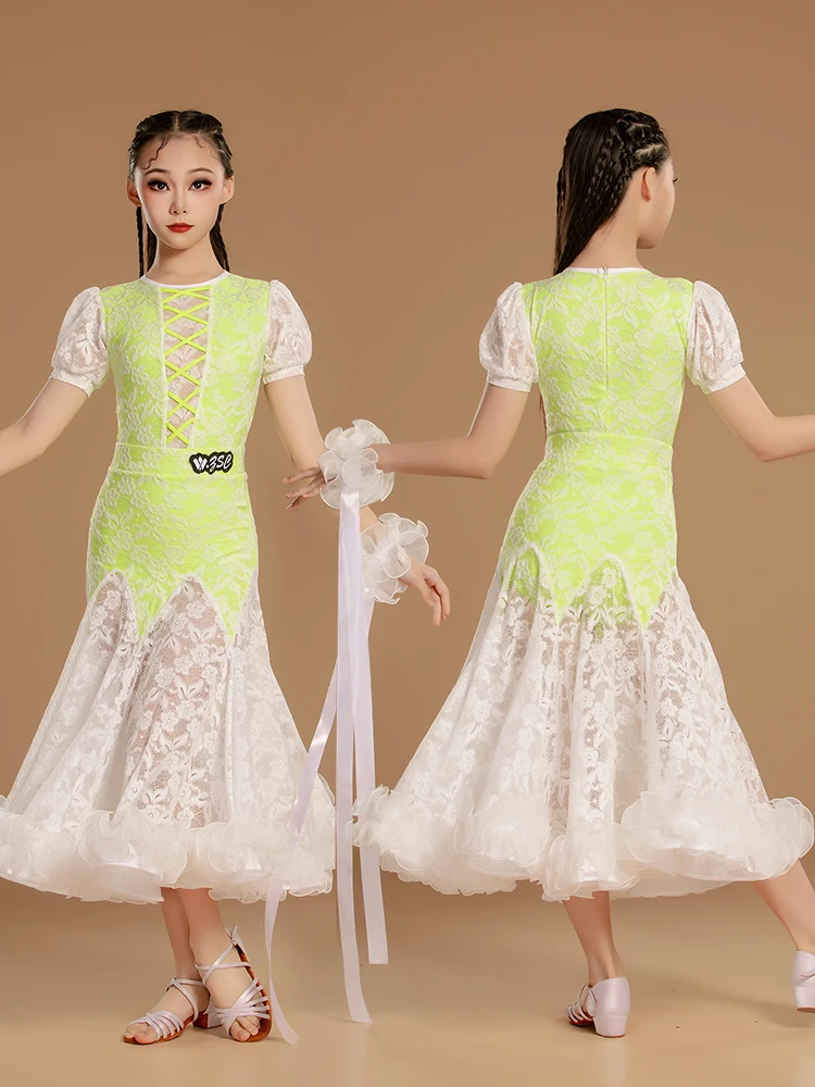 モダンダンス衣装新しい社交ダンススカートセット女の子子供の社交ダンス練習ドレス