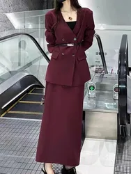 Koreaanse Mode Elegante Vrouwen Blazer Rokken Pak Casual Zakelijk Formeel Pak Jassen Midi Saya 2-delige set Vrouwelijke chique kleding