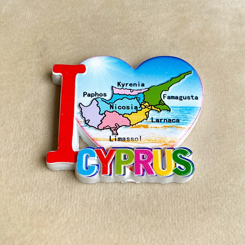 Cyprus Refrigerator Sticker Heart around the world home decor gifts Creative personality resin magnets