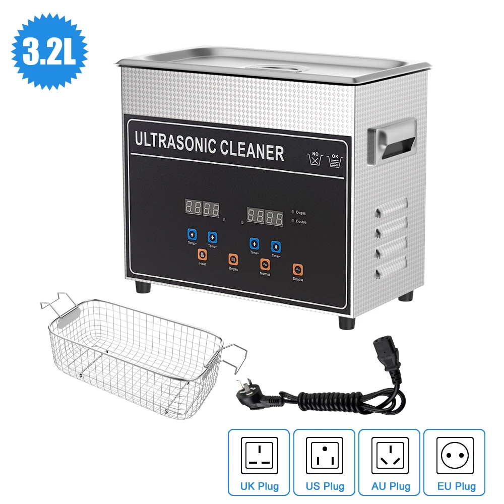 Stainless Steel Ultrasonic Bath for Washing Parts Watch Bike Chain Dental Basket 120w Ultrasound Heater Ultra Sonic Cleaner 3L