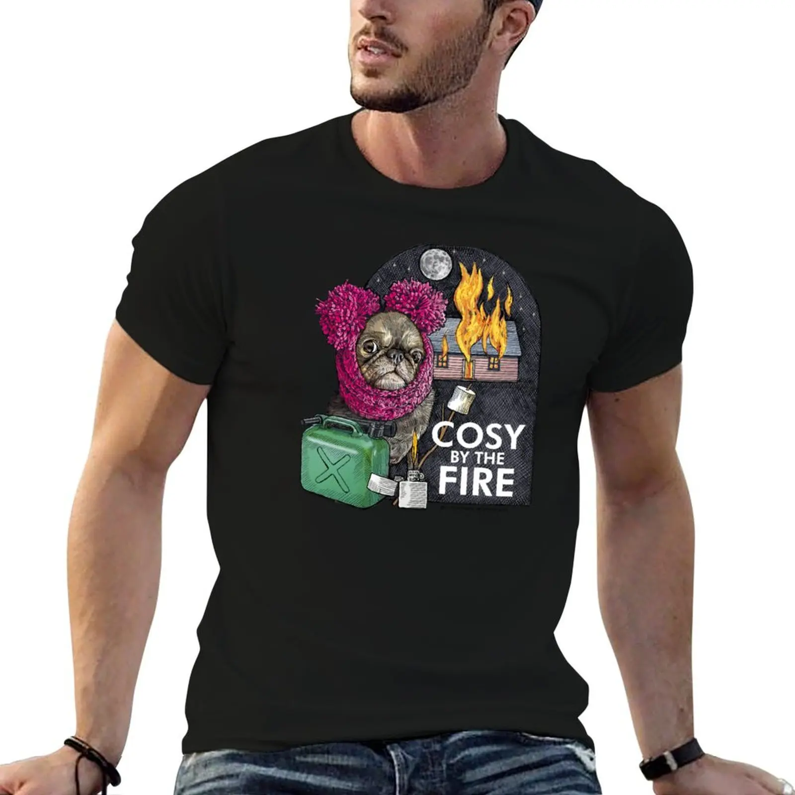 Cosy Chilli The Pug by Ros Ingram T-Shirt blue archive blacks anime stuff street wear men clothes