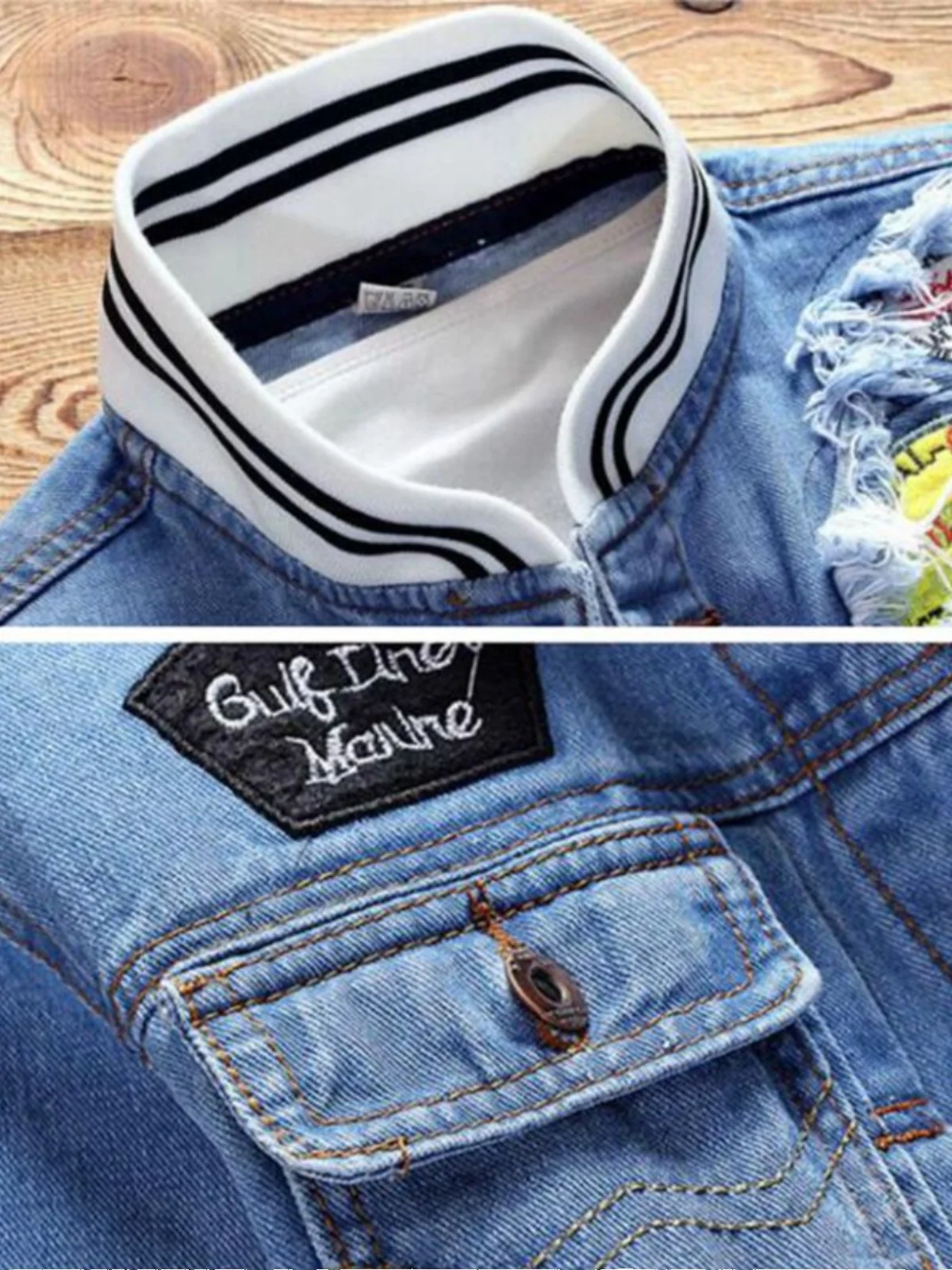 

Мужская джинсовая одежда Slim Fit Jaet с воротником-стойкой и застежкой-молнией, длинная молодежная модная осенняя ветрозащитная верхняя одежда