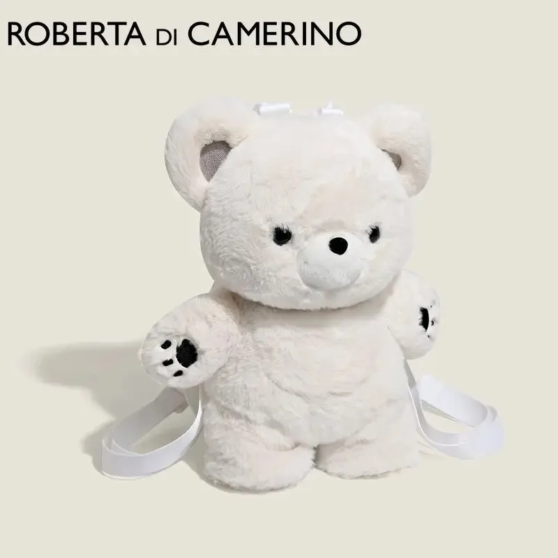 ロベタフィッシングベアかわいいぬいぐるみバッグ多用途アカデミーシングルおよびダブルショルダーバックパック人形スクールバッグ女の子