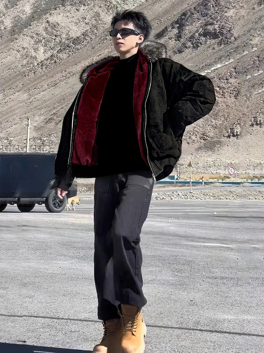 

Мужская зимняя утепленная куртка с капюшоном из черной/красной искусственной кожи, на молнии, повседневная, теплая, с коротким рукавом