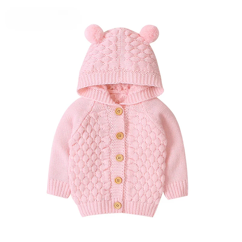 Children Sweater 0-24M Winter Baby Girls Boys Knitted Hoodie Sweater Tops Warm Autumn Kids Cartoon Long Sleeve Jacket Outwear