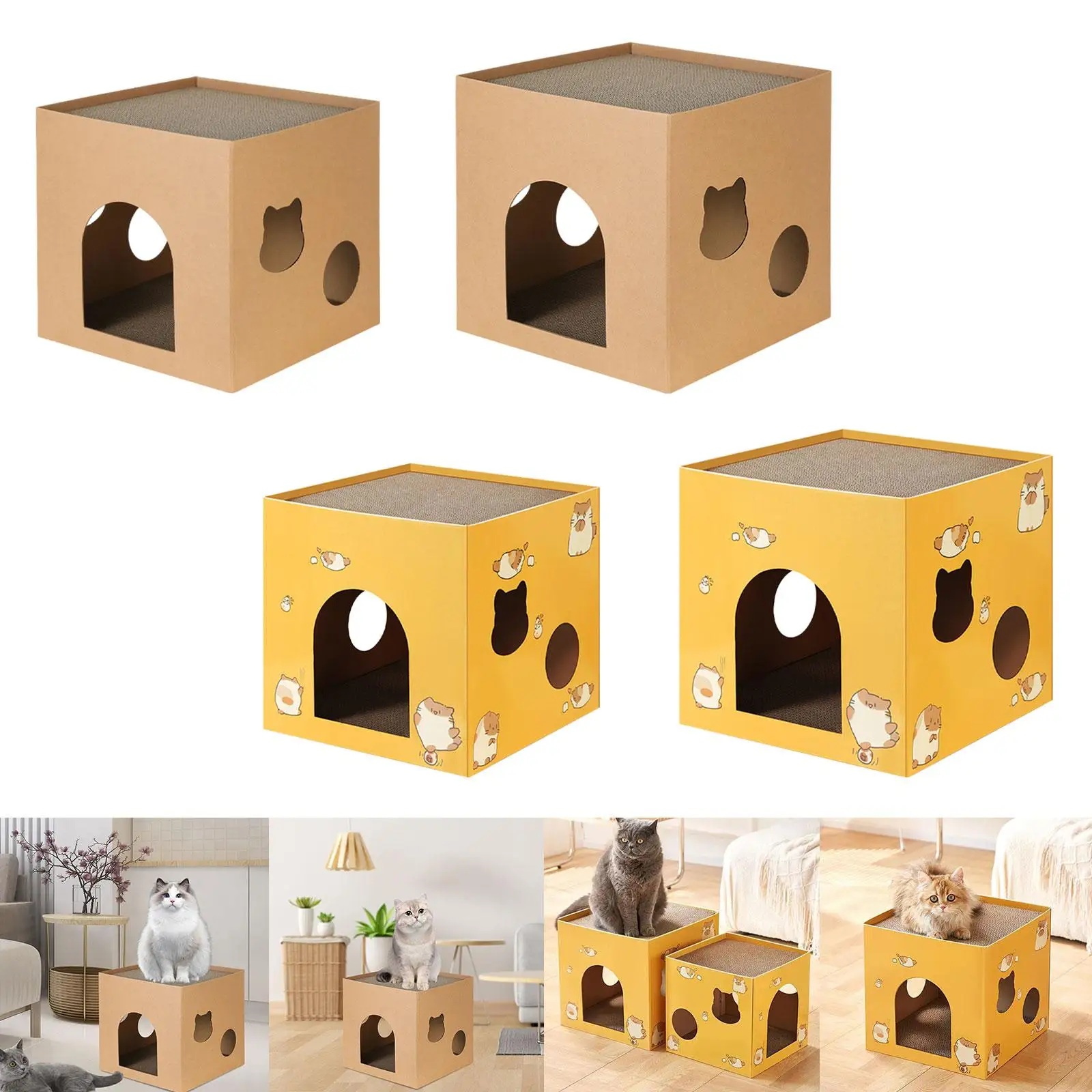 Cat Box Cats Bed Corrugated Cat Cardboard Box for Indoor Small Animals