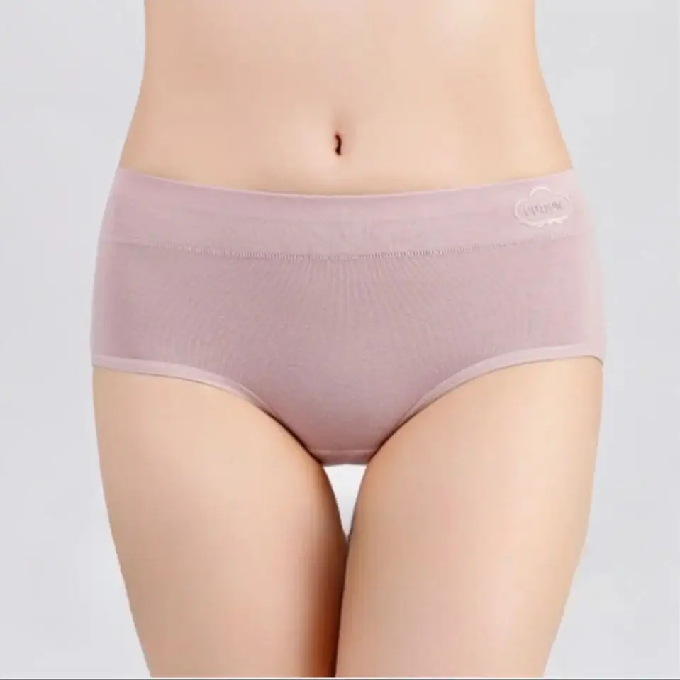 Women's Antibacterial Pure Cotton Mid-Waist Brief Breathable Comfortable Printed Design Soft Healthy Ladies Panties Daily Life