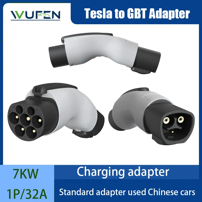 WUFEN For Tesla Charging Station Tesla To GBT Electric Car 250V EV Charger 32A 7KW NACS To GBT With Anti-Theft Lock Adapter BYD