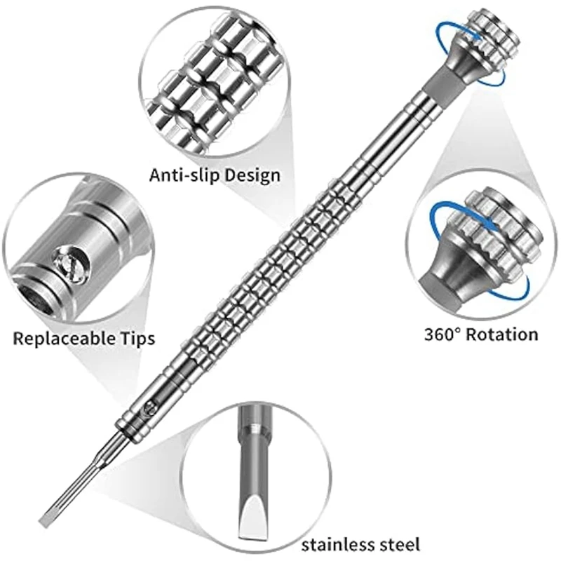 10PCS Precision Screwdriver Set Different Sizes With Extra Replace Blades Watchmakers Tool For Watch,Jewelry,Eyeglass Durable