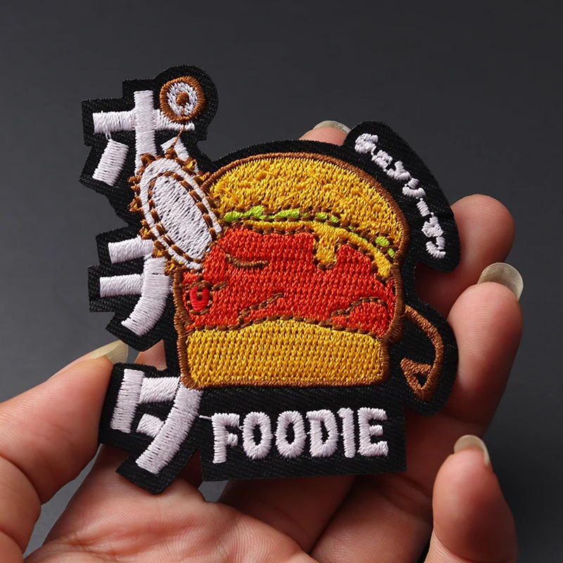 Chainsaw Man Hamburg Size: 9.7x8.6cm Patches Clothe Embroidery Applique Sewing Supplies Decorative Badges