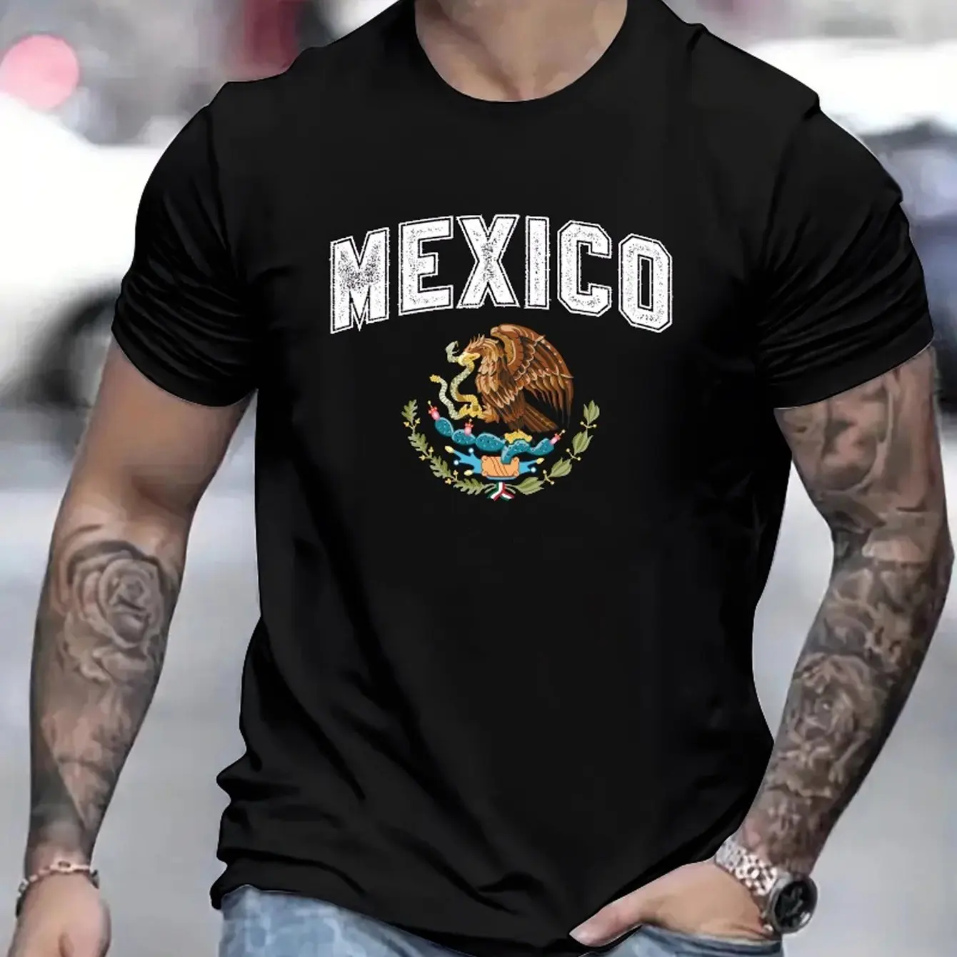 Mexico Print Men's T-shirt Casual Crew Neck Short Sleeve Outdoors Sportshirt Pullover Streetwear Tops Tees Oversized Clothing