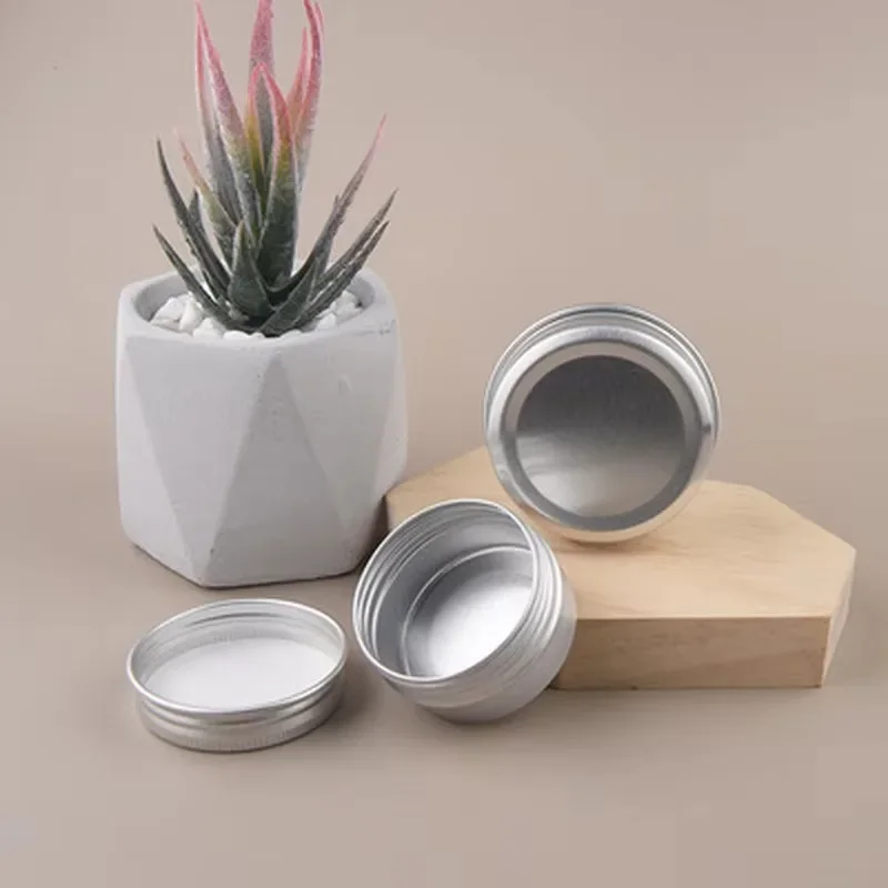 Household 10Pcs Steel Round Tin Cans 5g 10g 15g 30g 50g 100g  Screw Top Lid Storage Beard Lip Balm Oil Craem Empty Can