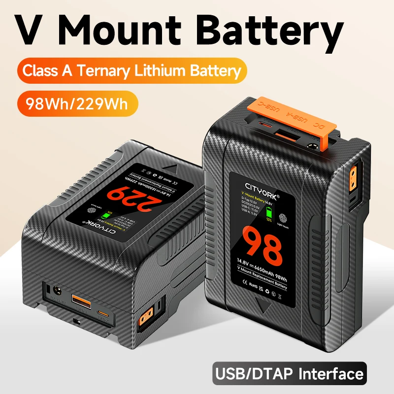 PALO Mini V Mount Battery 98Wh 229Wh V-Lock Rechargeable Bateria USB-C PD Fast Charging for Camera/Camcorder/Monitor/Video Light