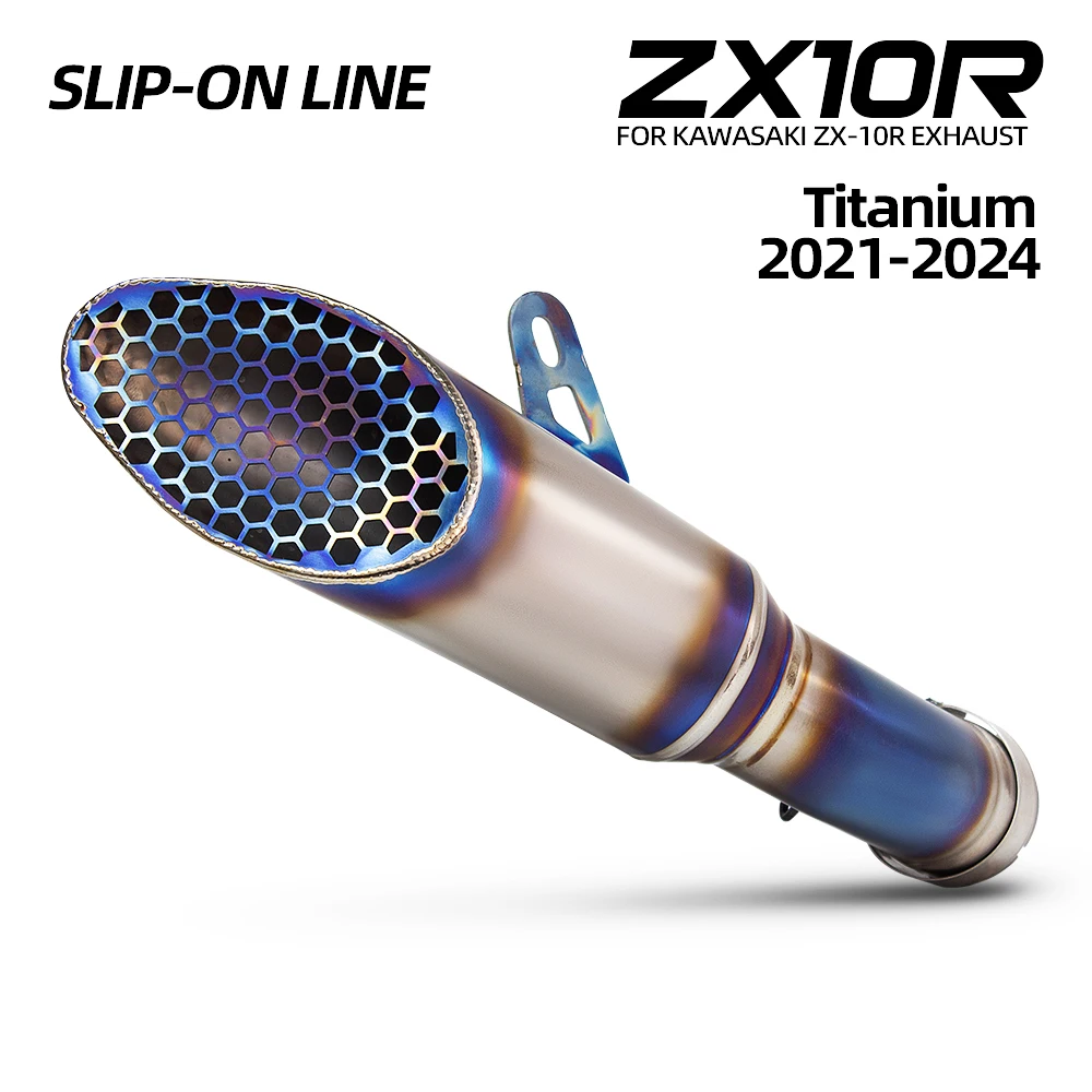 

Racing Exhaust For Kawasaki ZX10R ZX-10R 21-24 Project Titanium Alloy Burnt Blue Net Cover Slip On Line Muffler Original