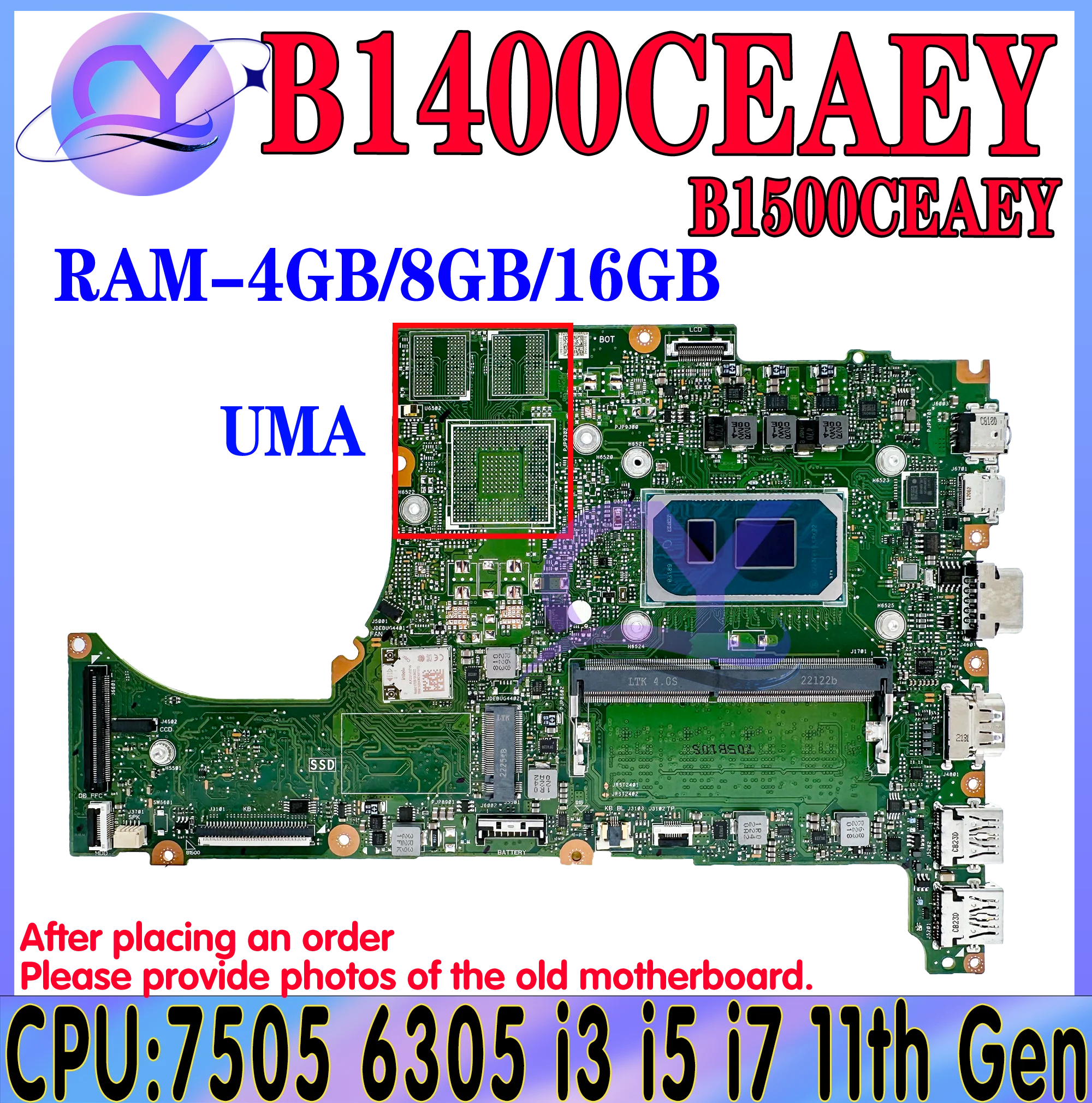 B1400CEAEY Mainboard For ASUS B1400CEAE B1400CEPE B1400CEPEY B1500CEAEY B1500CEAE B1500CEPE B1500CEPEY Laptop Motherboard